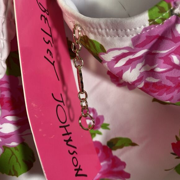 Betsey Johnson Swimsuit Womens Large Pink Floral Smocked Underwire Love Always - Picture 13 of 13